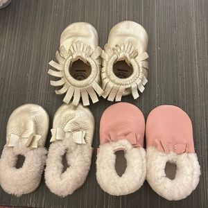 3 pairs of Freshly Picked moccasins - ALL Size 5!